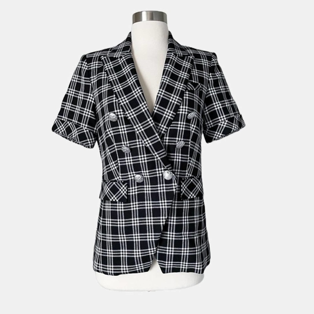 Veronica Beard Black and White Plaid Blazer